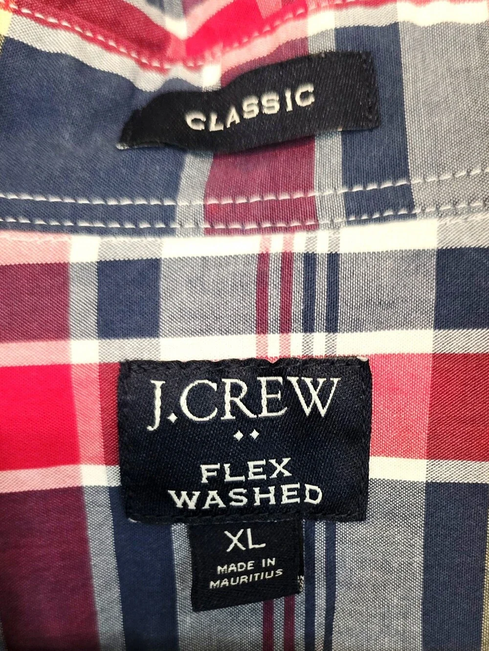 J.Crew Flex Washed Classic Plaid Button Down Shirt Preppy Casual Classic